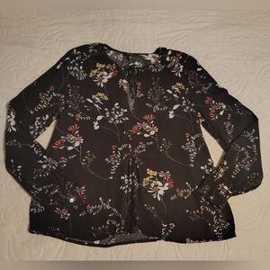 Lucky Brand Black Floral Blouse